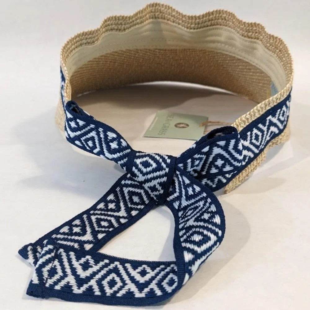 Sea & Grass Packable Straw Visor Womens One Size Beach Vacation Travel Cruise